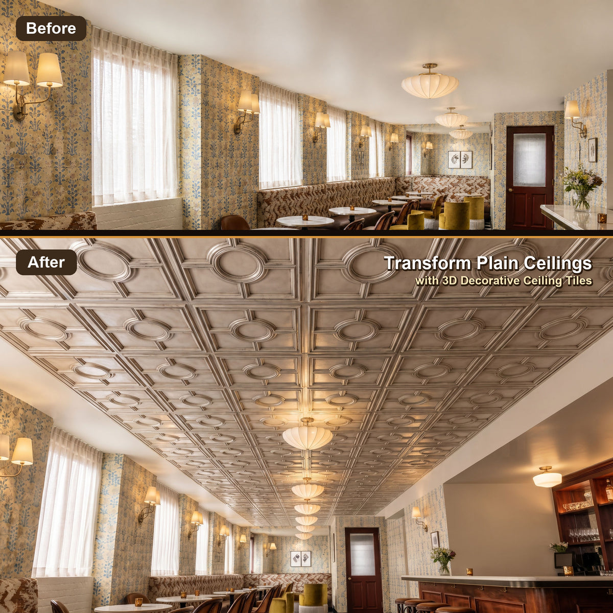 PAINTSDECOR PL37 Aged white ceiling tiles