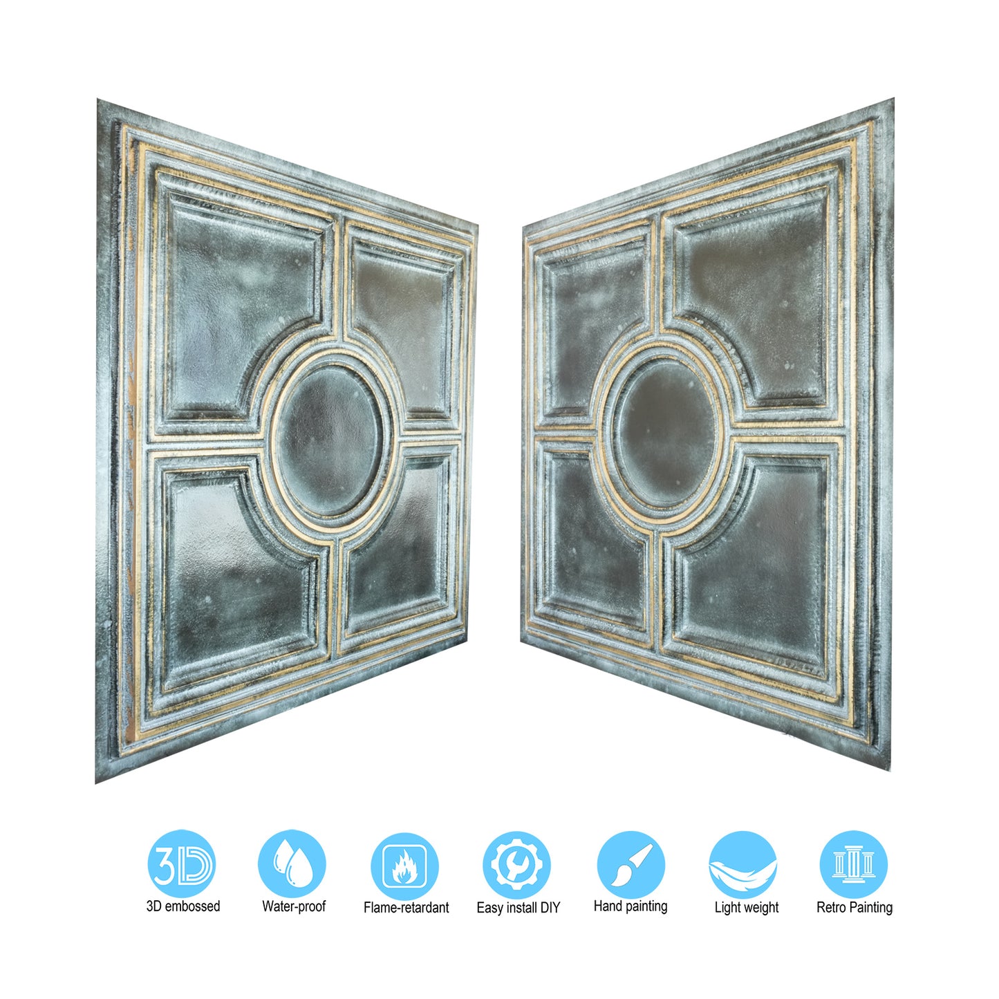10tiles/lot 3D Embossed Ceiling Tiles for Beautiful Dining Rooms, Bars and Café Interiors PL37