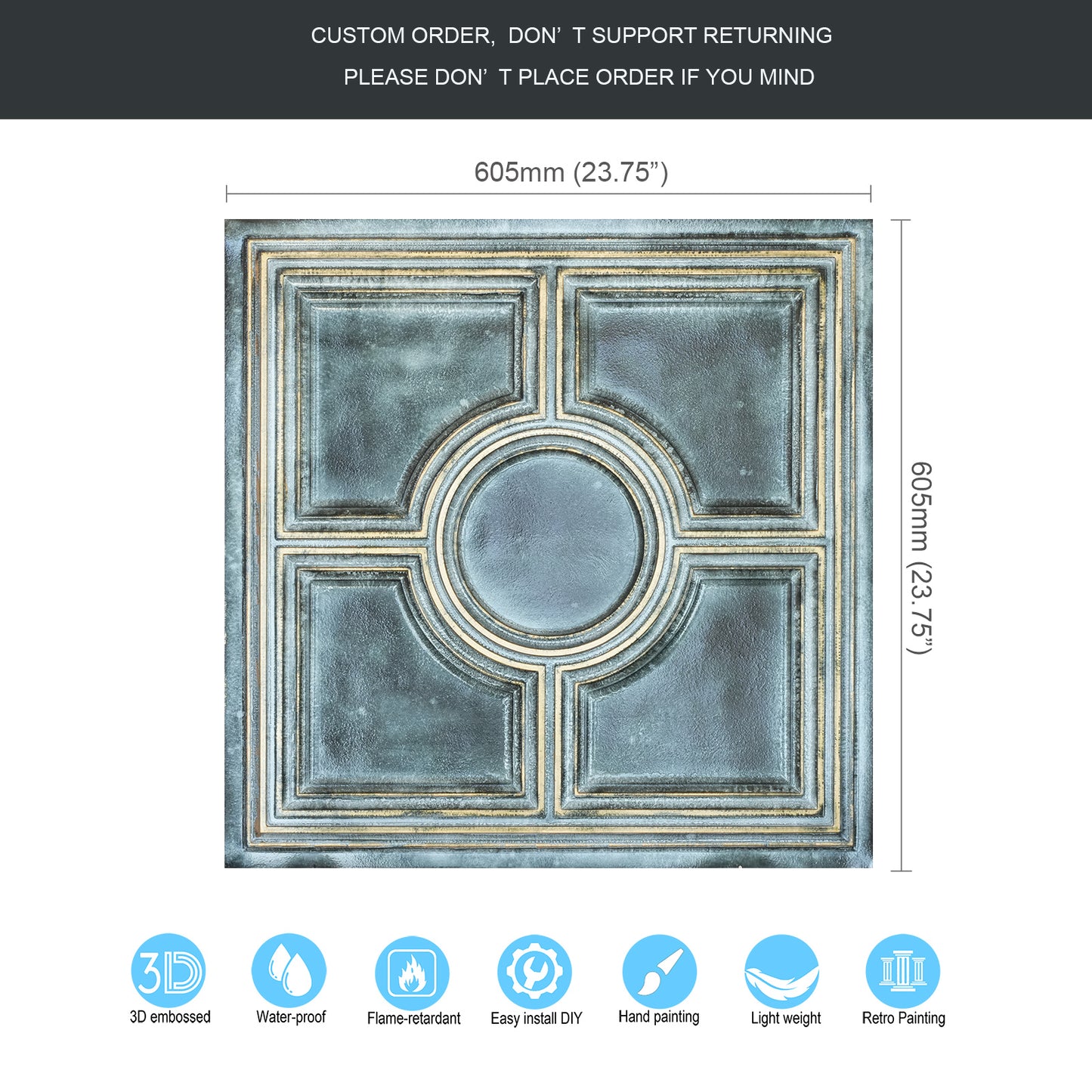 10tiles/lot 3D Embossed Ceiling Tiles for Beautiful Dining Rooms, Bars and Café Interiors PL37