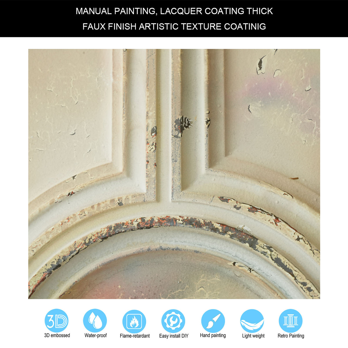 PAINTSDECOR PL37 Distress crack multicolor white ceiling tiles