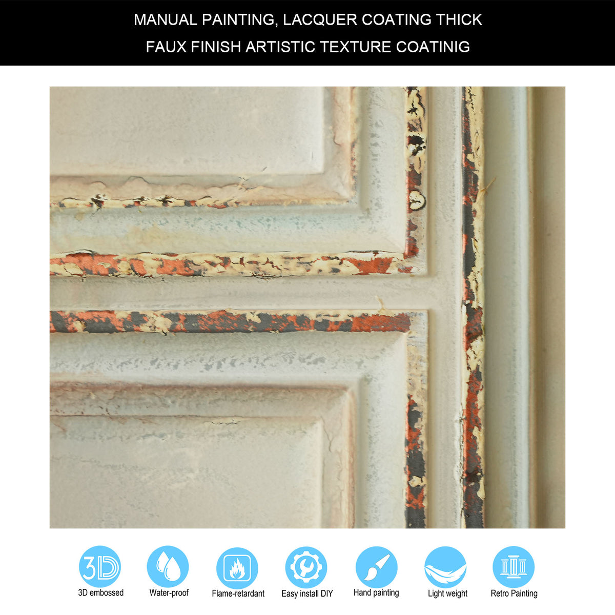 PAINTSDECOR PL37 Distress crack multicolor white ceiling tiles