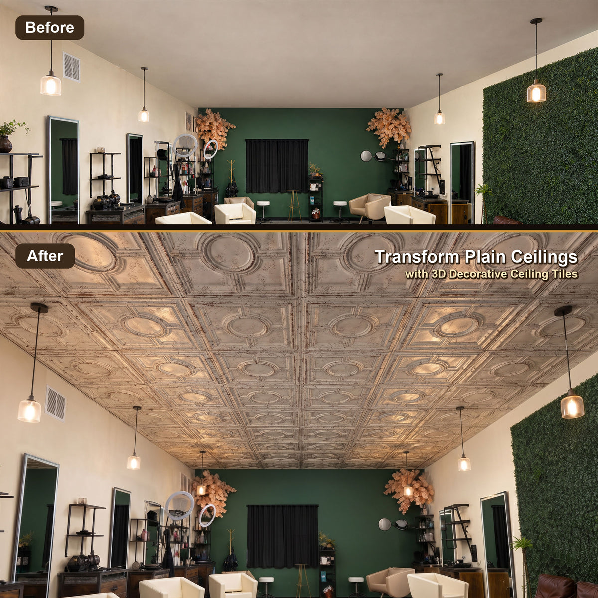 PAINTSDECOR PL37 Distress crack white black ceiling tiles