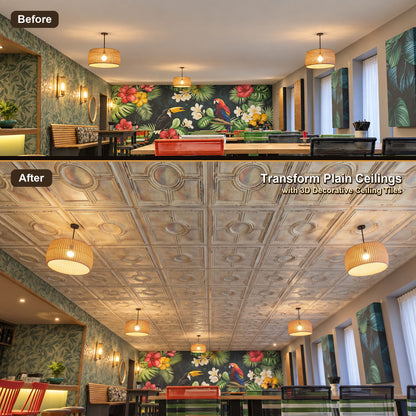 PAINTSDECOR PL37 Distress crack multicolor white ceiling tiles