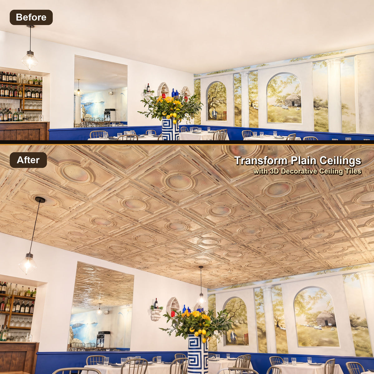 PAINTSDECOR PL37 Distress crack multicolor white ceiling tiles