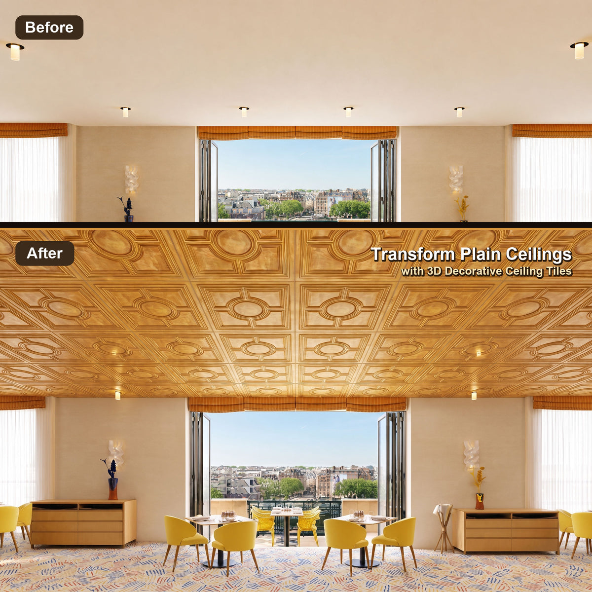 PAINTSDECOR PL37 Golden ceiling tiles