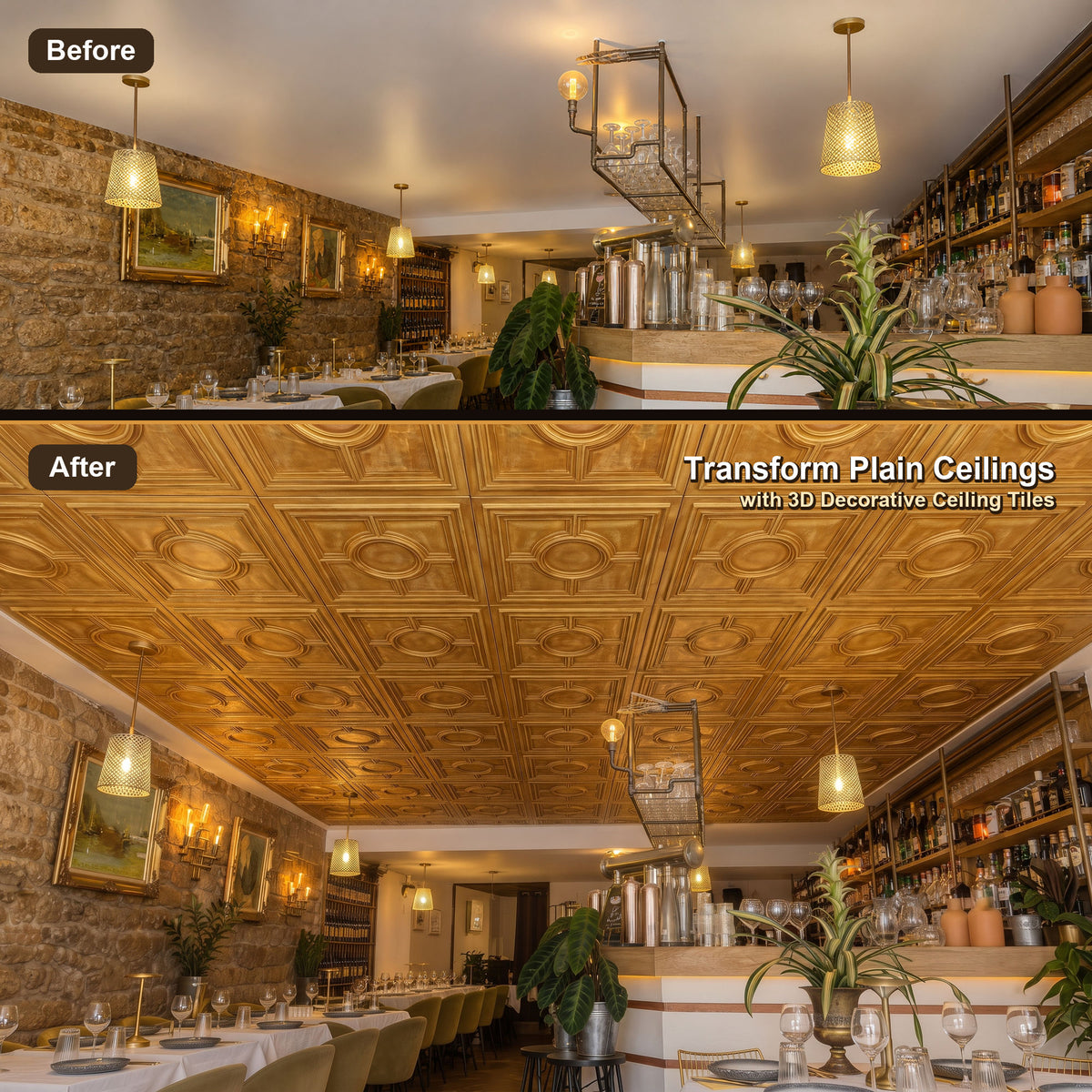 PAINTSDECOR PL37 Golden ceiling tiles