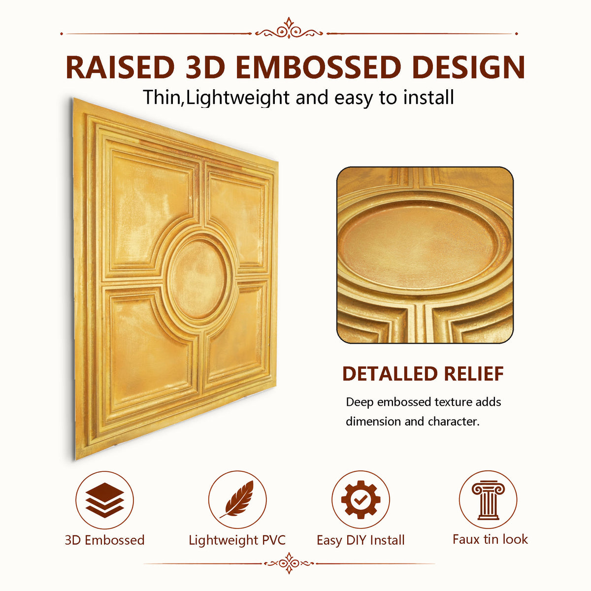 PAINTSDECOR PL37 Golden ceiling tiles