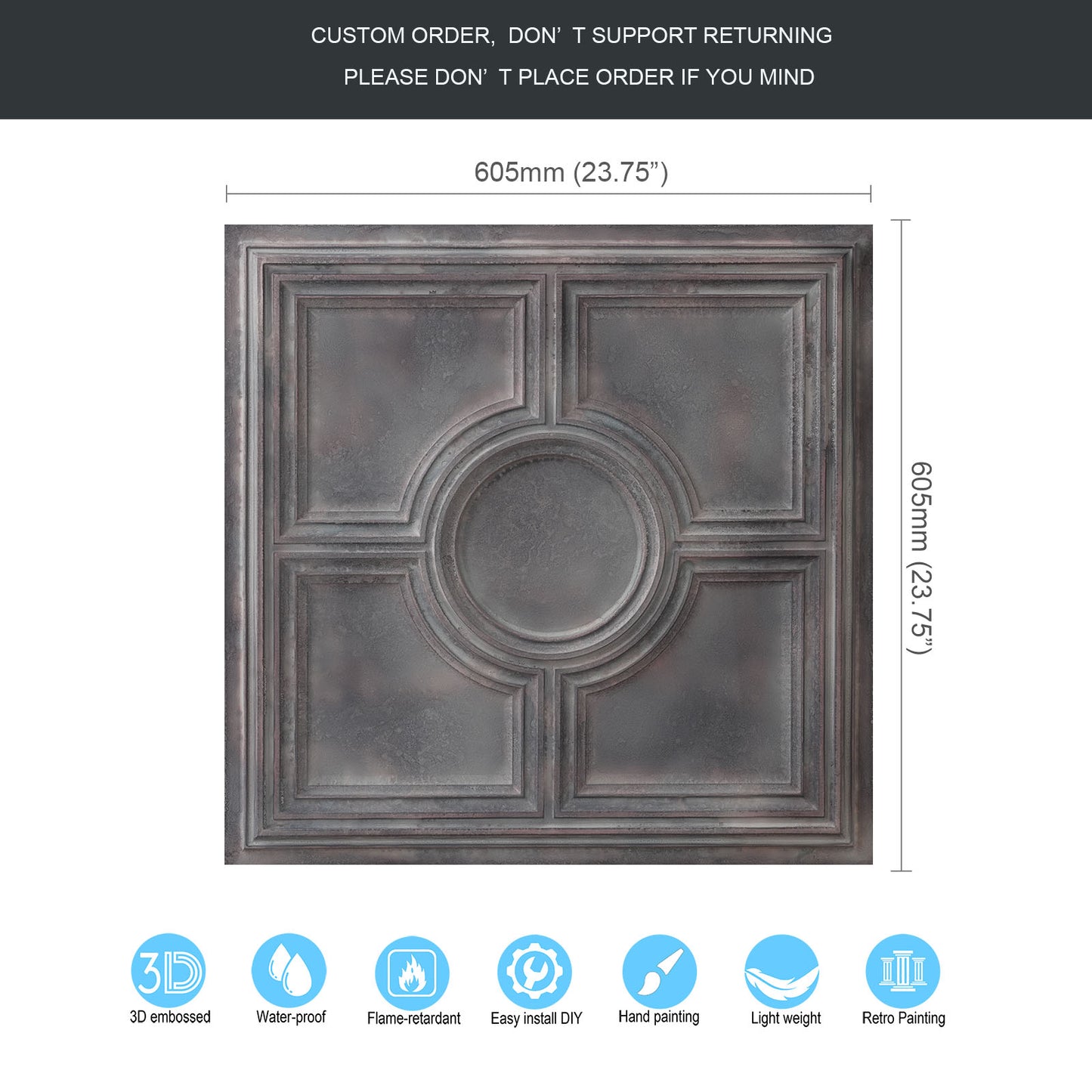 10tiles/lot Decorative Ceiling Tiles for Luxury Hotels, Villas, Salons and High-End Interiors PL37