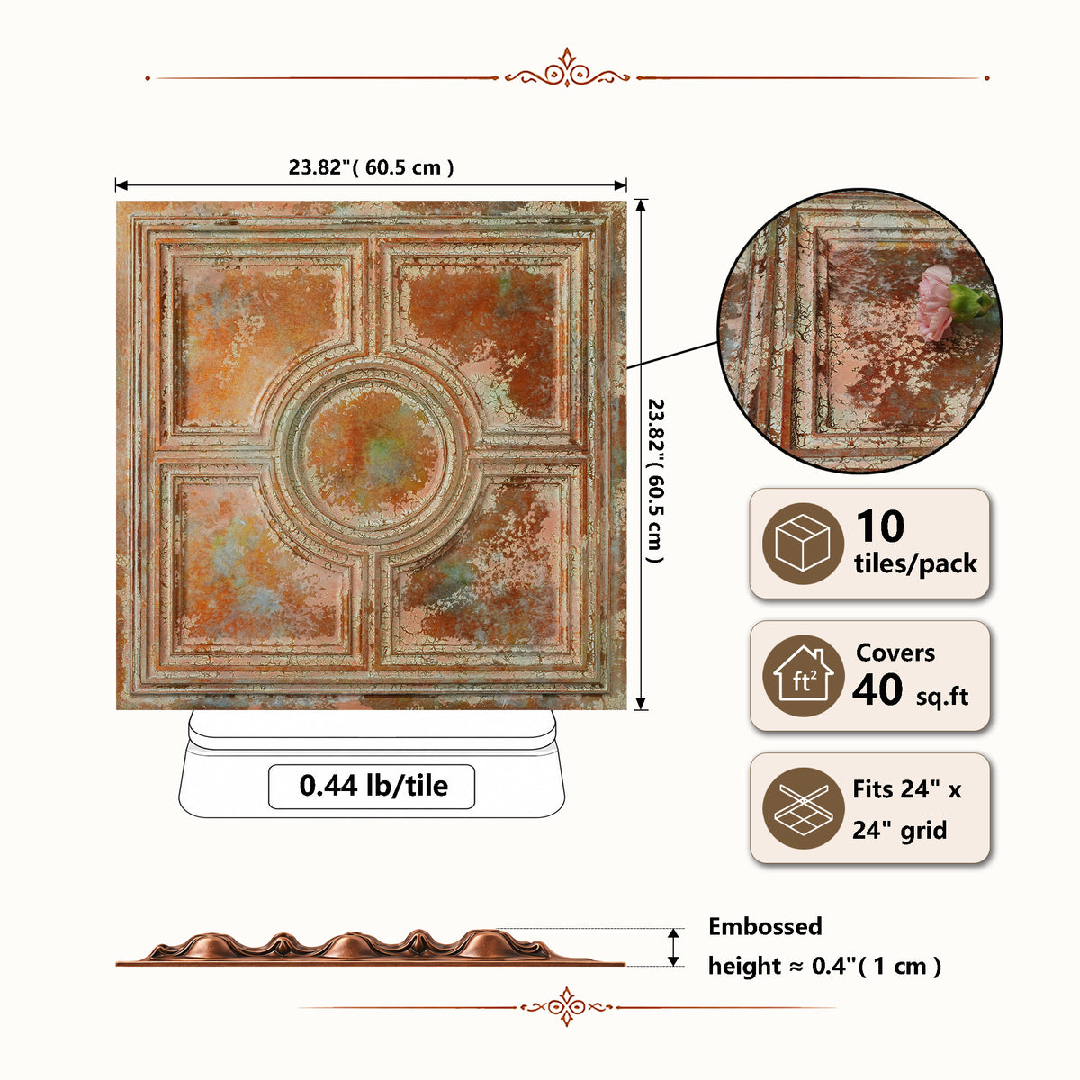 PAINTSDECOR PL37 Palazzo Clay ceiling tiles