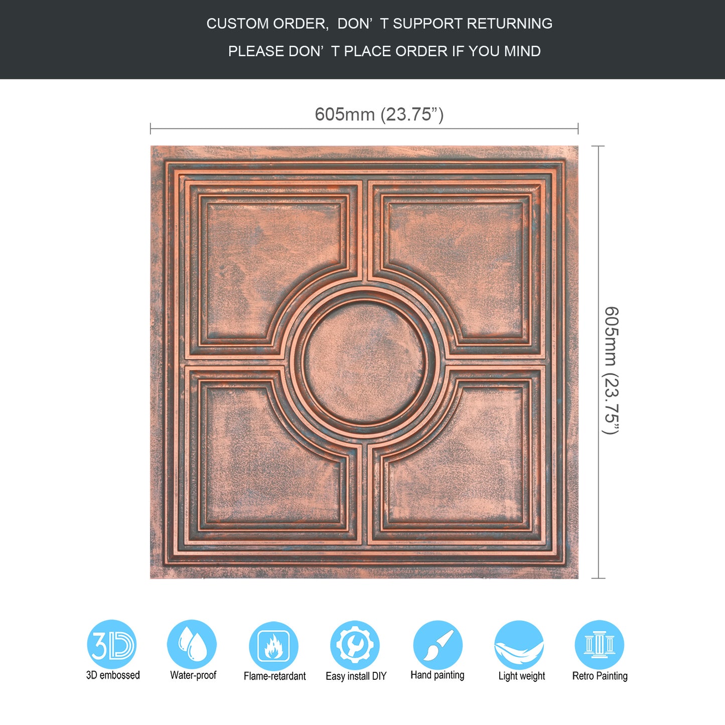 10tiles/lot Aged Decorative Ceiling Panels for Rustic Inns, Guesthouses and Boutique Hotels PL37