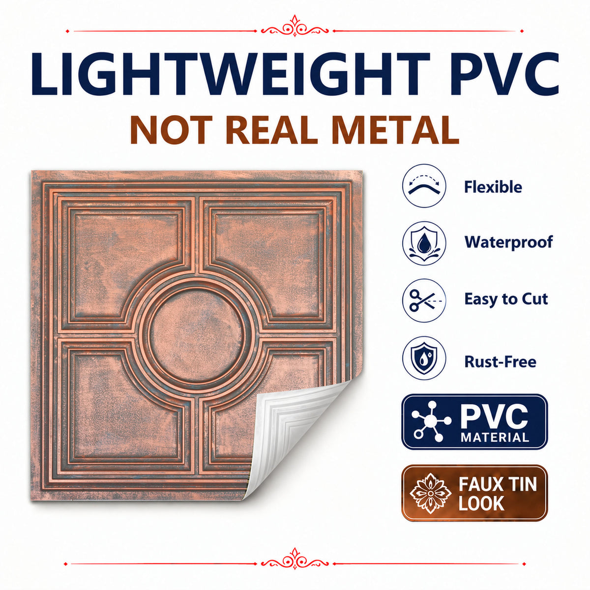 PAINTSDECOR PL37 Rustic copper ceiling tiles