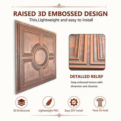 PAINTSDECOR PL37 Rustic copper ceiling tiles