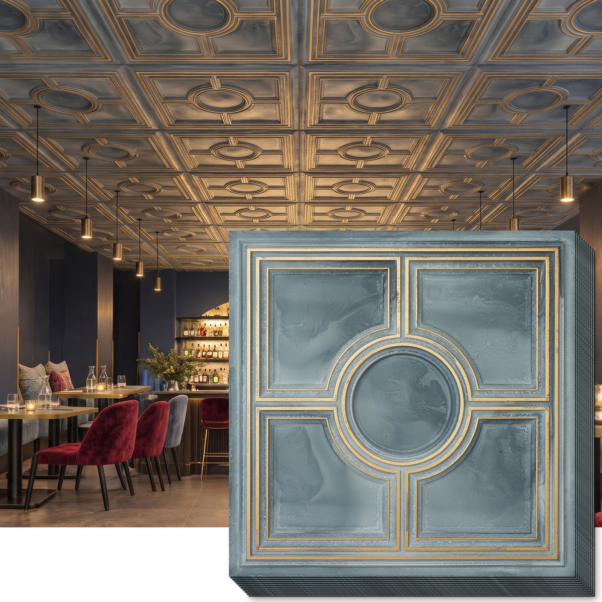 PAINTSDECOR PL37 Smoked gold ceiling tiles
