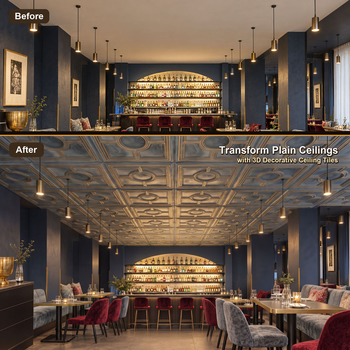 PAINTSDECOR PL37 Smoked gold ceiling tiles