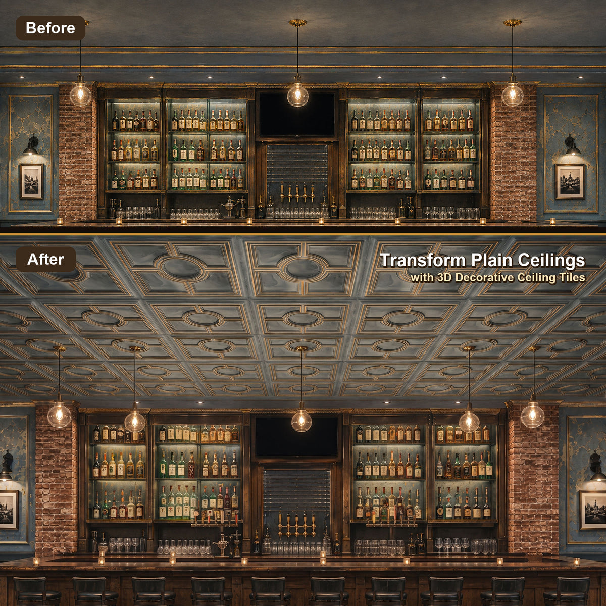 PAINTSDECOR PL37 Smoked gold ceiling tiles