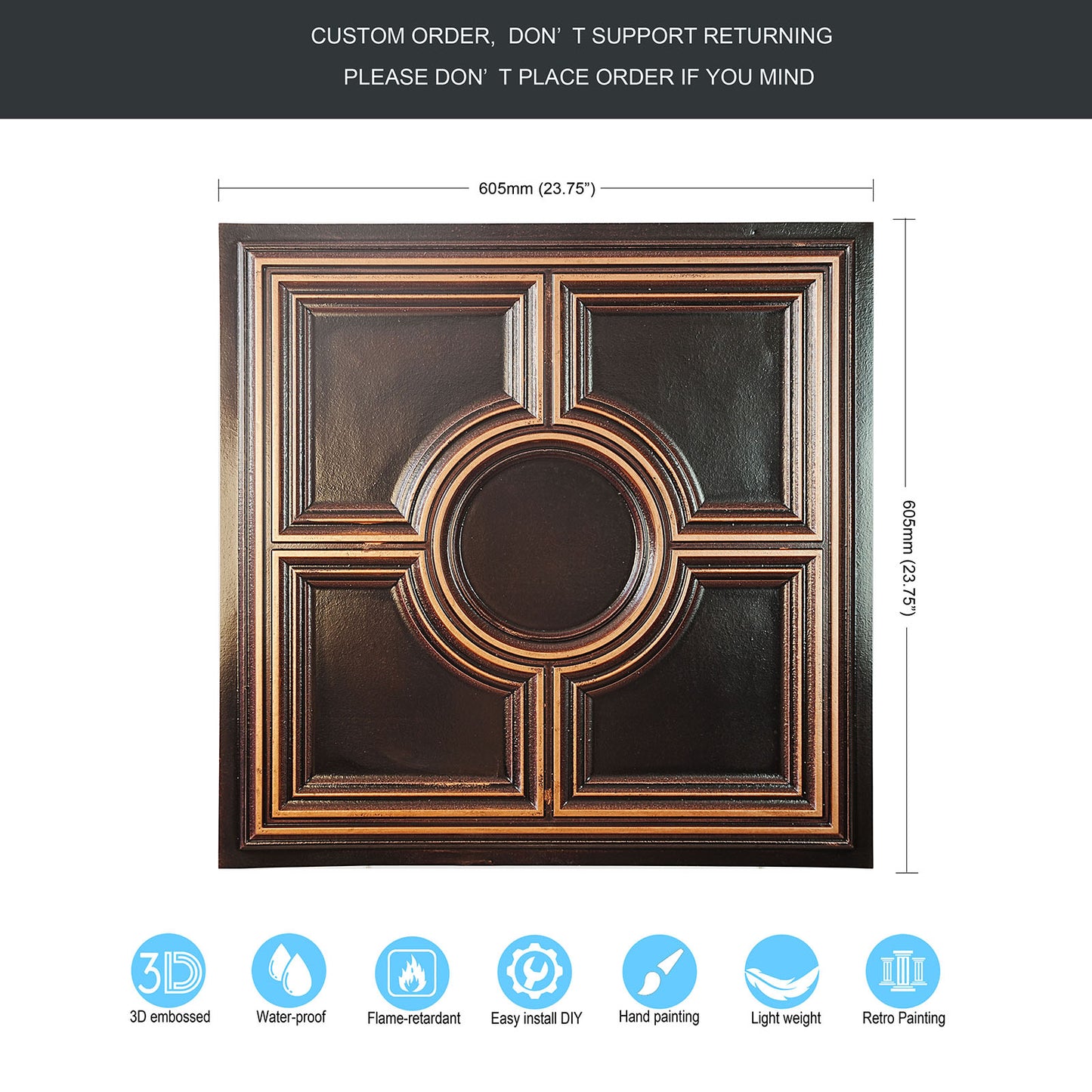 10tiles/lot Metallic Ceiling Tiles for Stylish Bars, Clubs, Restaurants and Social Spaces PL37