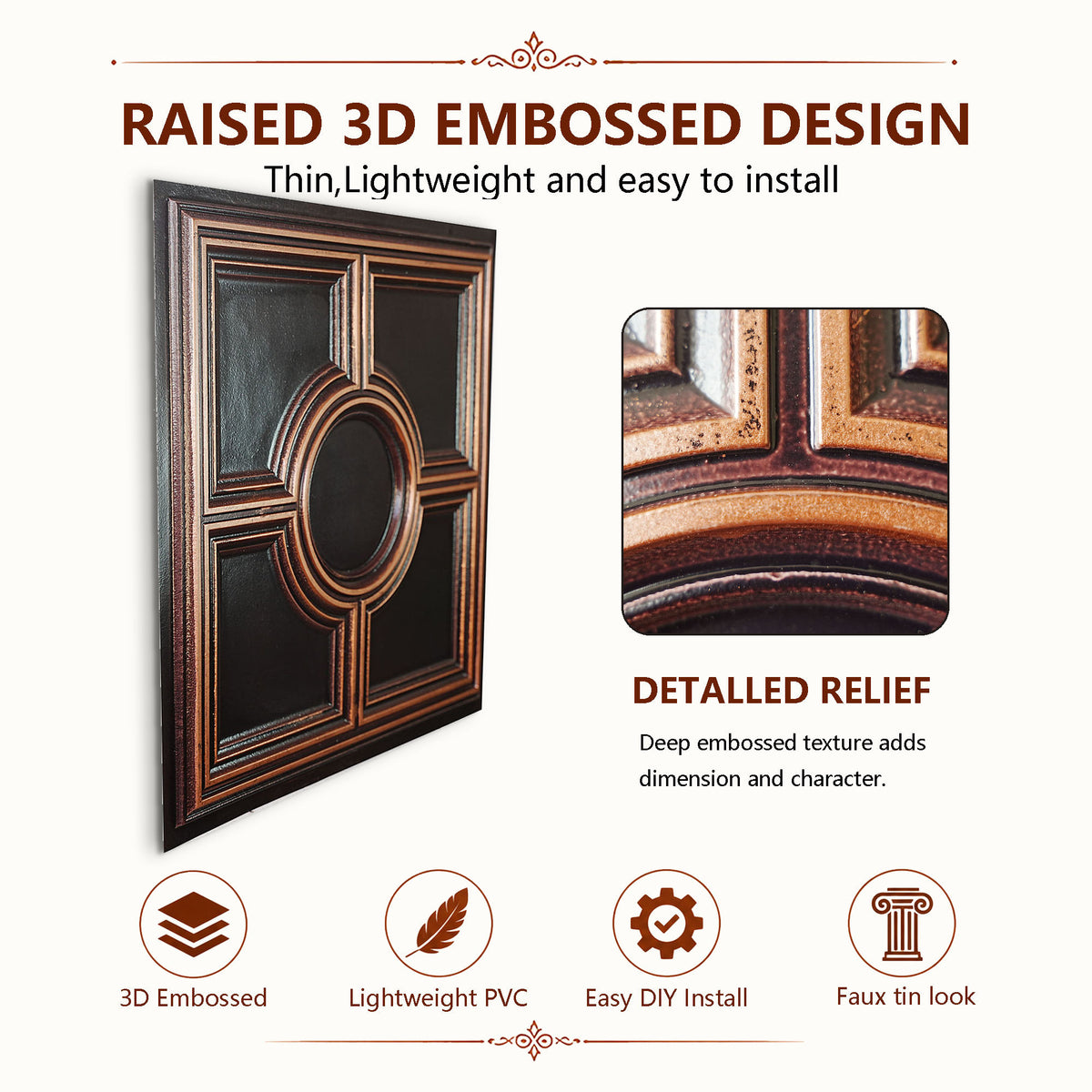 PAINTSDECOR PL37 Traditional copper ceiling tiles