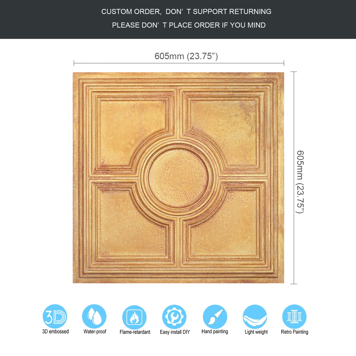 10tiles/lot Aged Decorative Ceiling Panels for Rustic Inns, Guesthouses and Boutique Hotels PL37