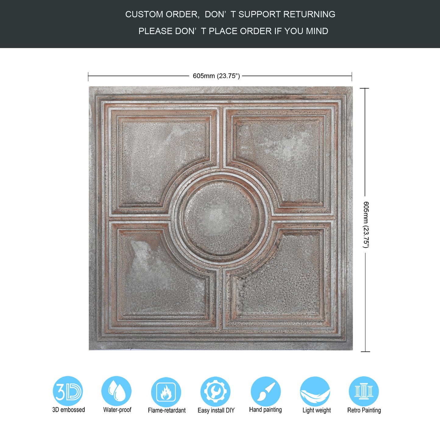 10tiles/lot Decorative Ceiling Tiles for Luxury Hotels, Villas, Salons and High-End Interiors PL37