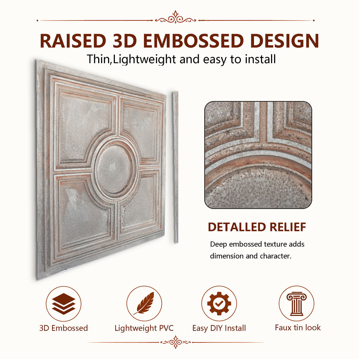 PAINTSDECOR PL37 Weathered Iron ceiling tiles