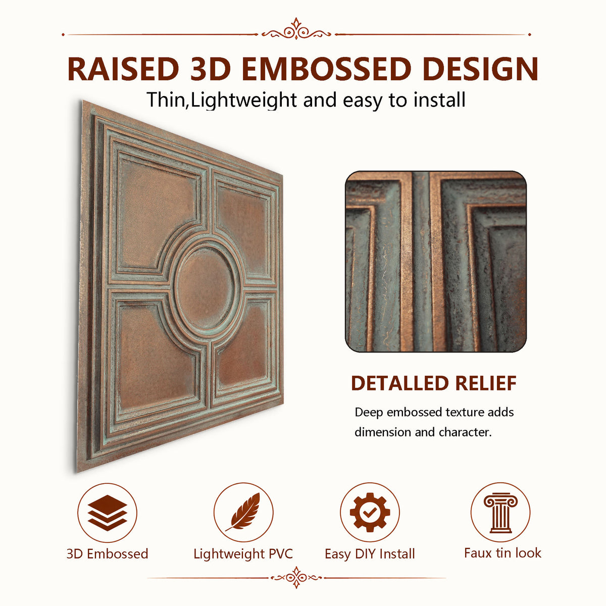 PAINTSDECOR PL37 Weathered copper ceiling tiles