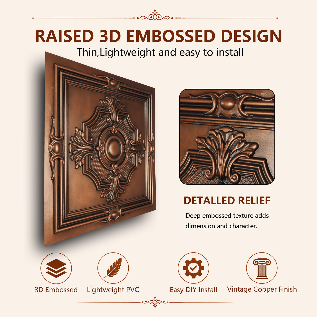 PAINTSDECOR PL38 Aged copper ceiling tiles