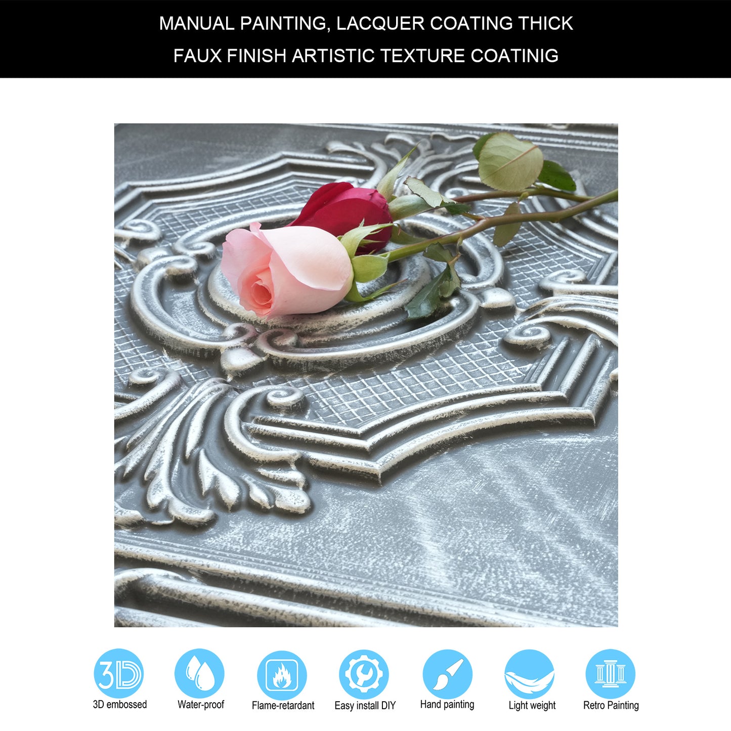 10tiles/lot Glue-Up Ceiling Tiles for Kitchen Renovations, Coffee Shops and Light-Luxury Spaces PL38