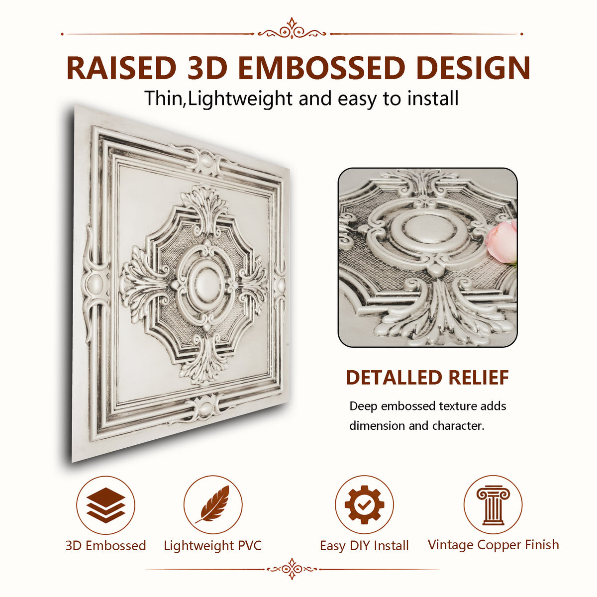 PAINTSDECOR PL38 Aged white ceiling tiles