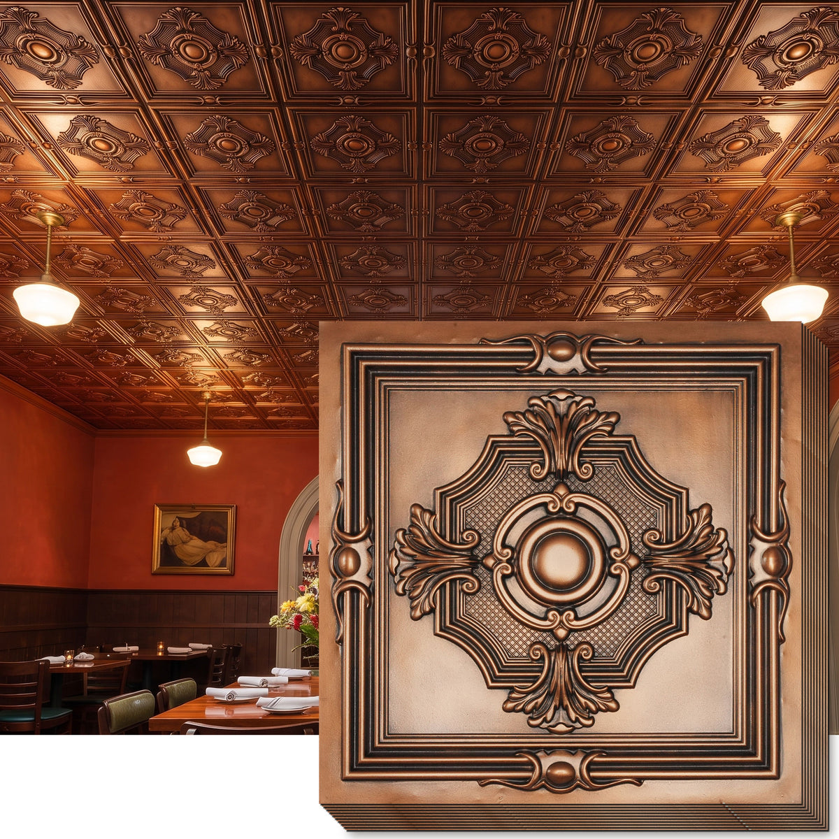 PAINTSDECOR PL38 Aged copper ceiling tiles
