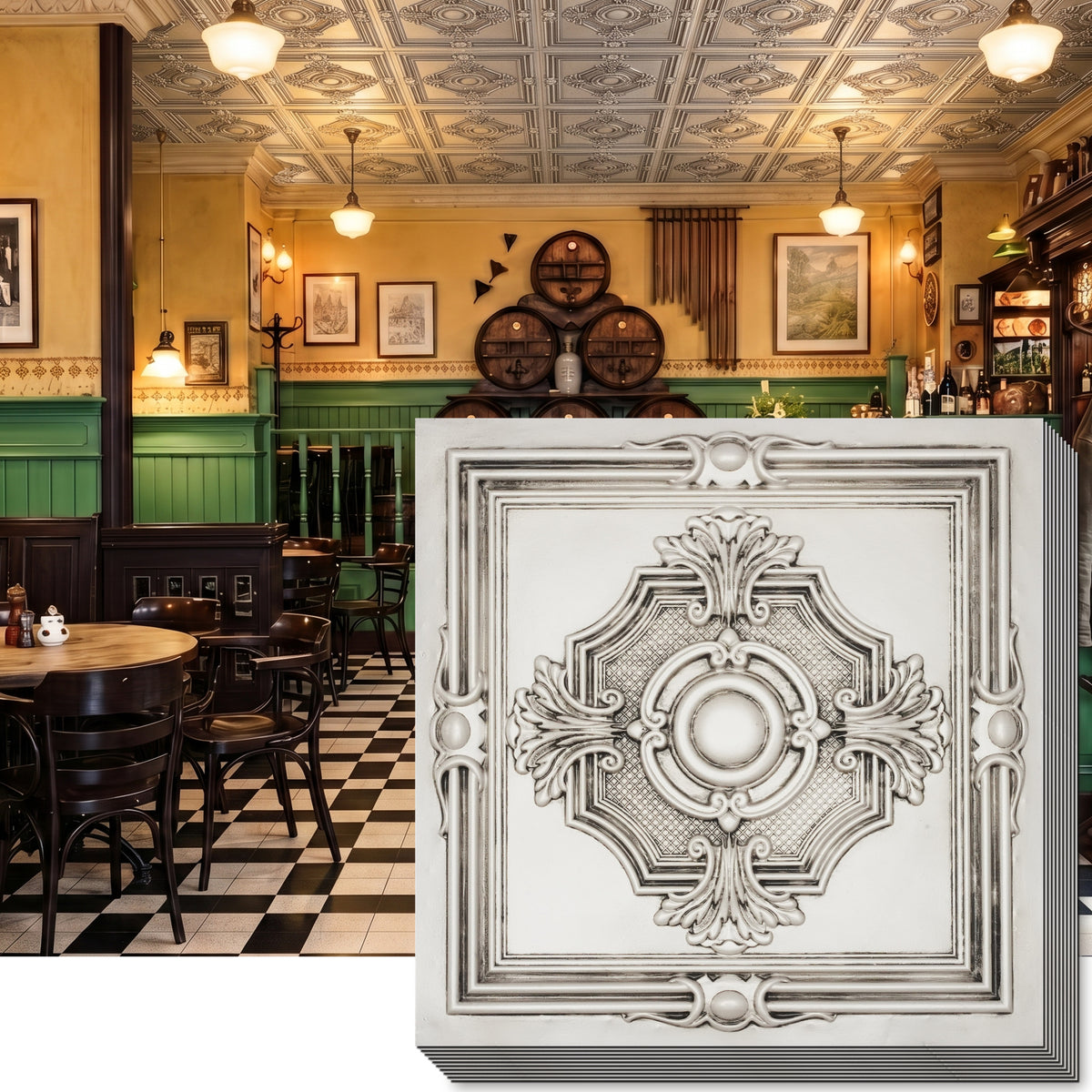 PAINTSDECOR PL38 Aged white ceiling tiles