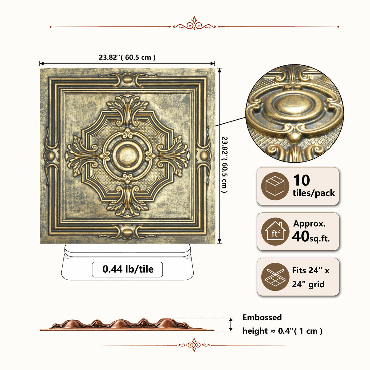 PAINTSDECOR PL38 Ancient gold ceiling tiles