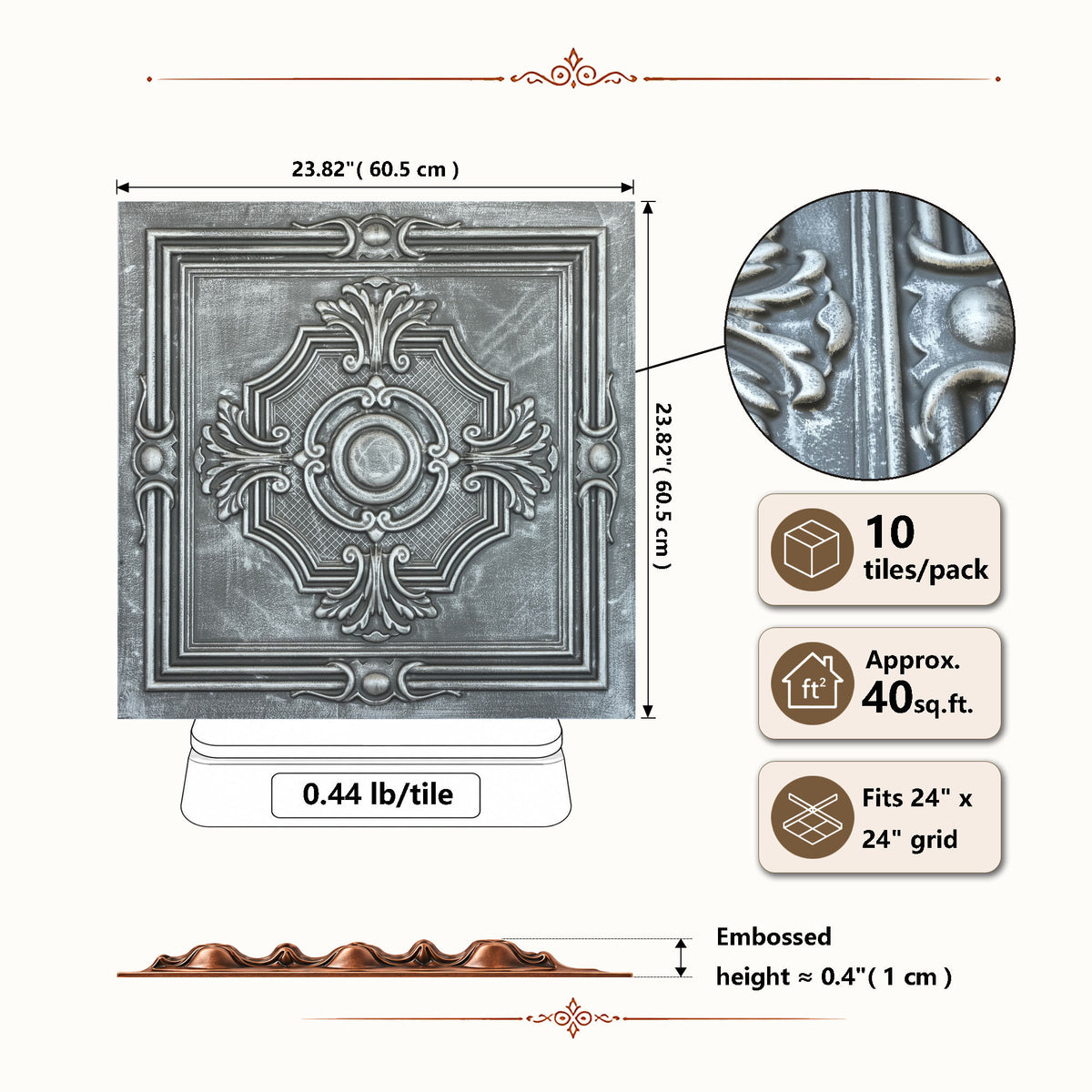 PAINTSDECOR PL38 Antique tin ceiling tiles