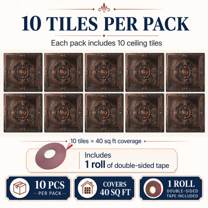 PAINTSDECOR PL38 Blackened Copper ceiling tiles