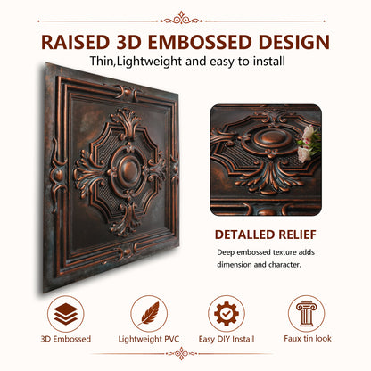 PAINTSDECOR PL38 Blackened Copper ceiling tiles