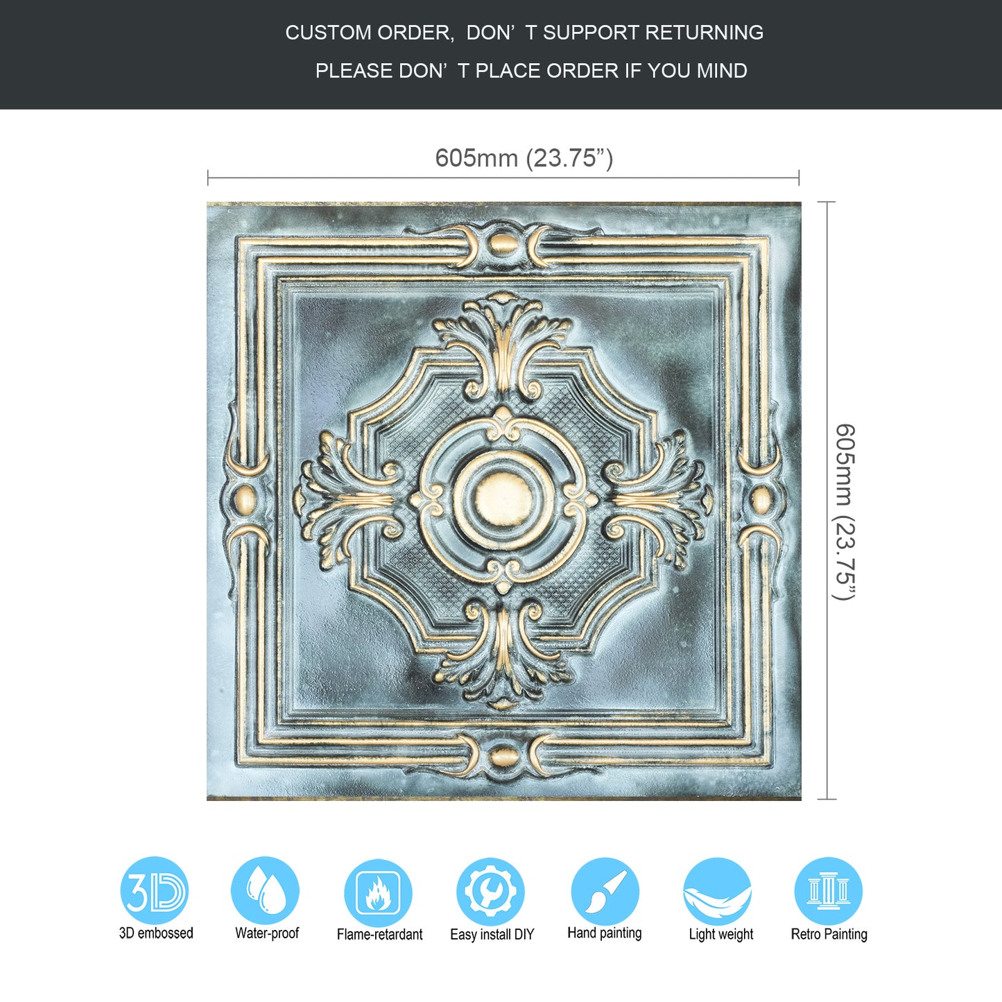 10tiles/lot Embossing Ceiling Tiles for Boutique Restaurants, Premium Lounges and Luxury Hotels PL38