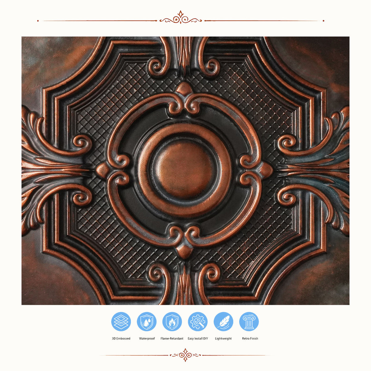 PAINTSDECOR PL38 Blackened Copper ceiling tiles