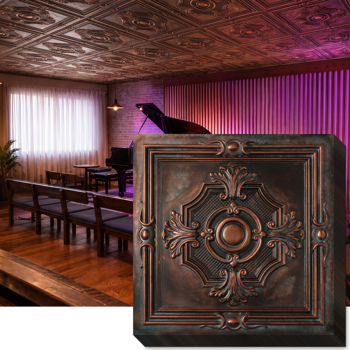 PAINTSDECOR PL38 Blackened Copper ceiling tiles