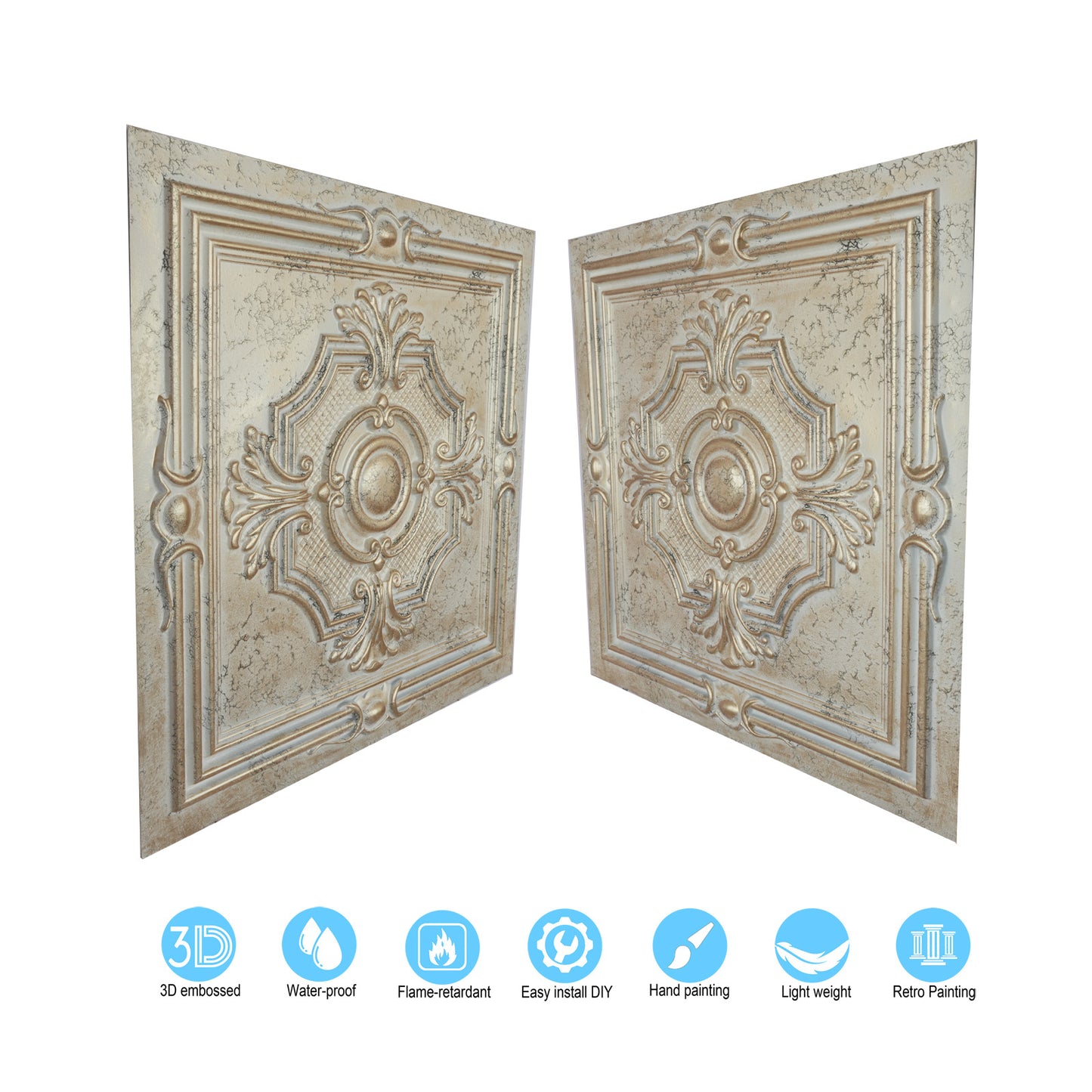 10tiles/lot Decorative PVC Panels for Kitchens, Offices, Living Rooms and Light-Luxury Spaces PL38