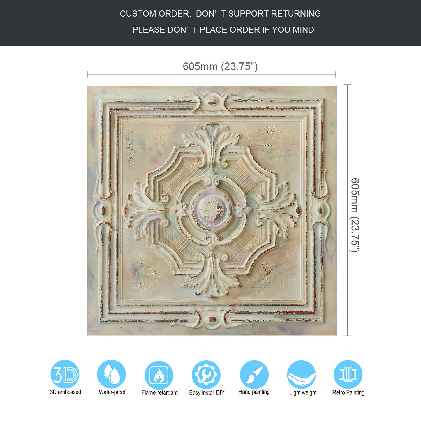 10tiles/lot Decorative PVC Panels for Kitchens, Offices, Living Rooms and Light-Luxury Spaces PL38