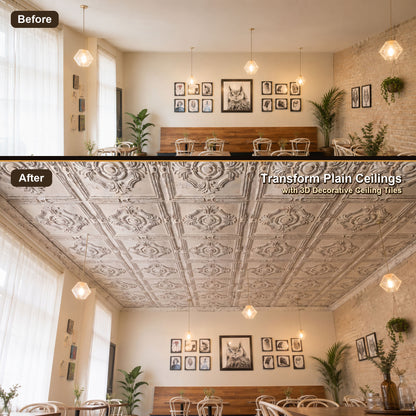 PAINTSDECOR PL38 Distress crack white black ceiling tiles