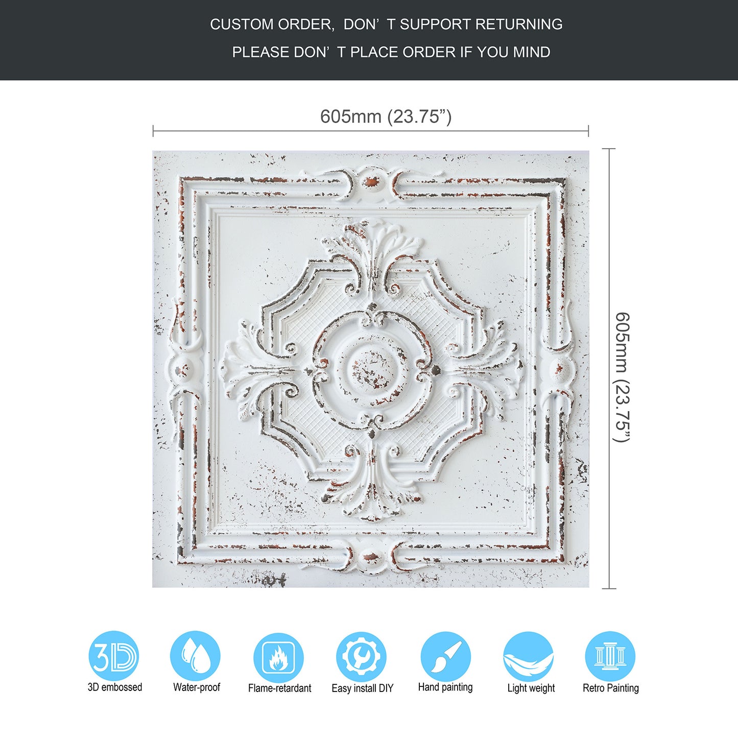 10tiles/lot Decorative PVC Panels for Kitchens, Offices, Living Rooms and Light-Luxury Spaces PL38