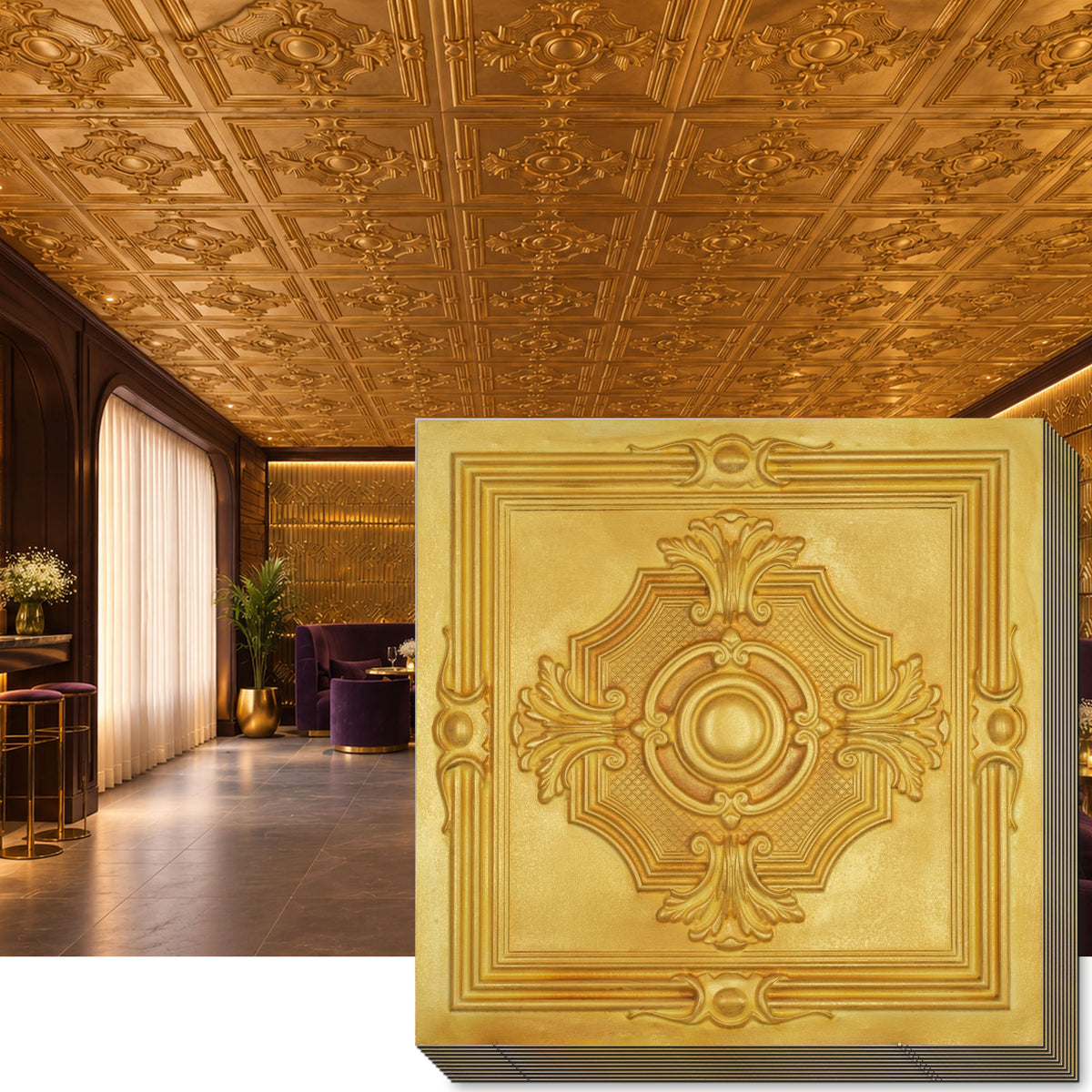 PAINTSDECOR PL38 Golden ceiling tiles