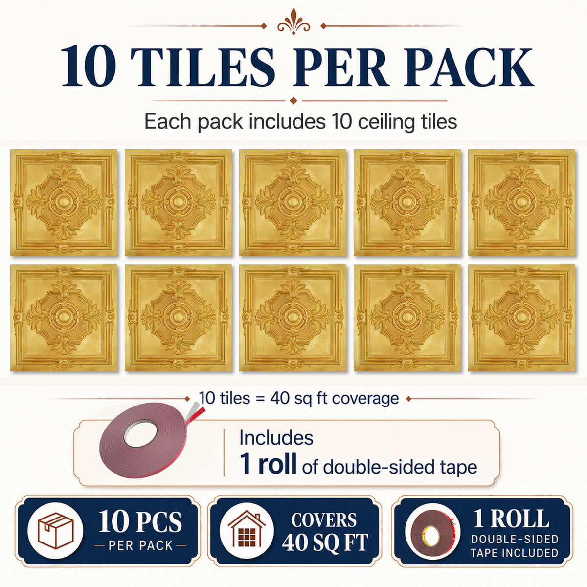 PAINTSDECOR PL38 Golden ceiling tiles