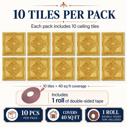 PAINTSDECOR PL38 Golden ceiling tiles