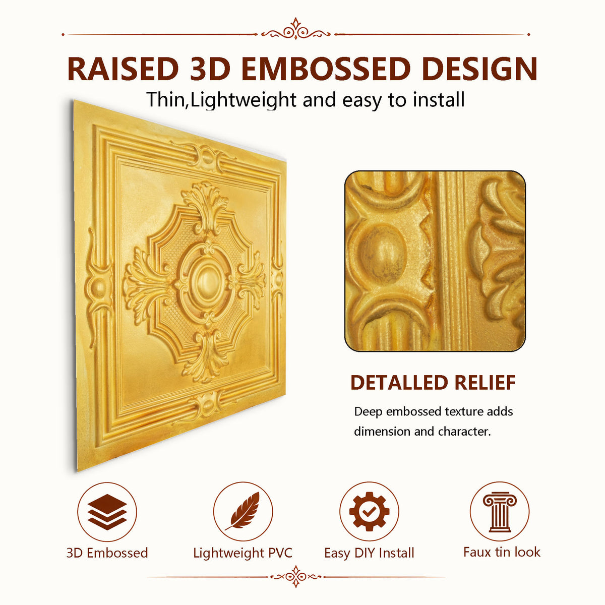 PAINTSDECOR PL38 Golden ceiling tiles