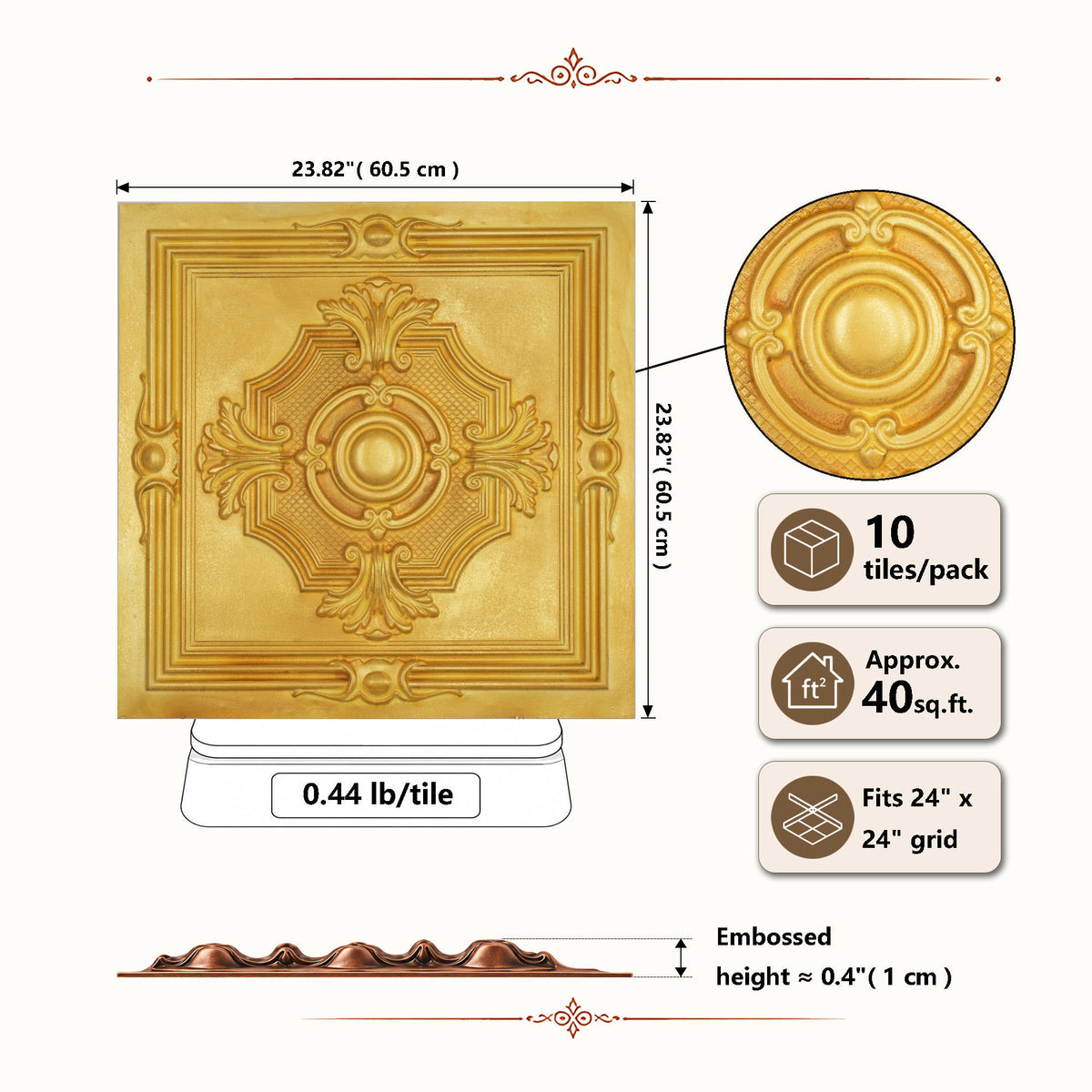 PAINTSDECOR PL38 Golden ceiling tiles