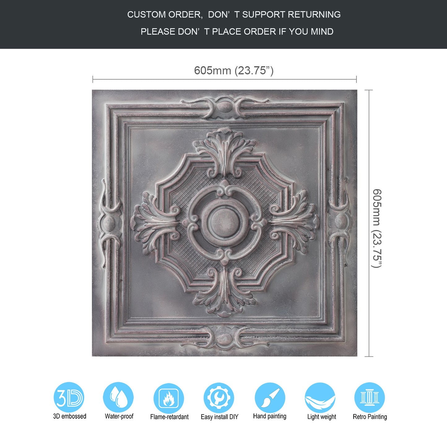 10tiles/lot Glue-Up Ceiling Tiles for Kitchen Renovations, Coffee Shops and Light-Luxury Spaces PL38