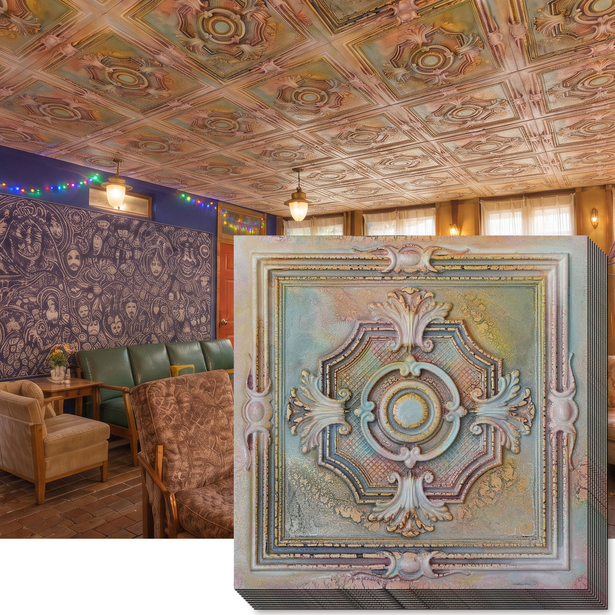 PAINTSDECOR PL38 Old World Fresco ceiling tiles