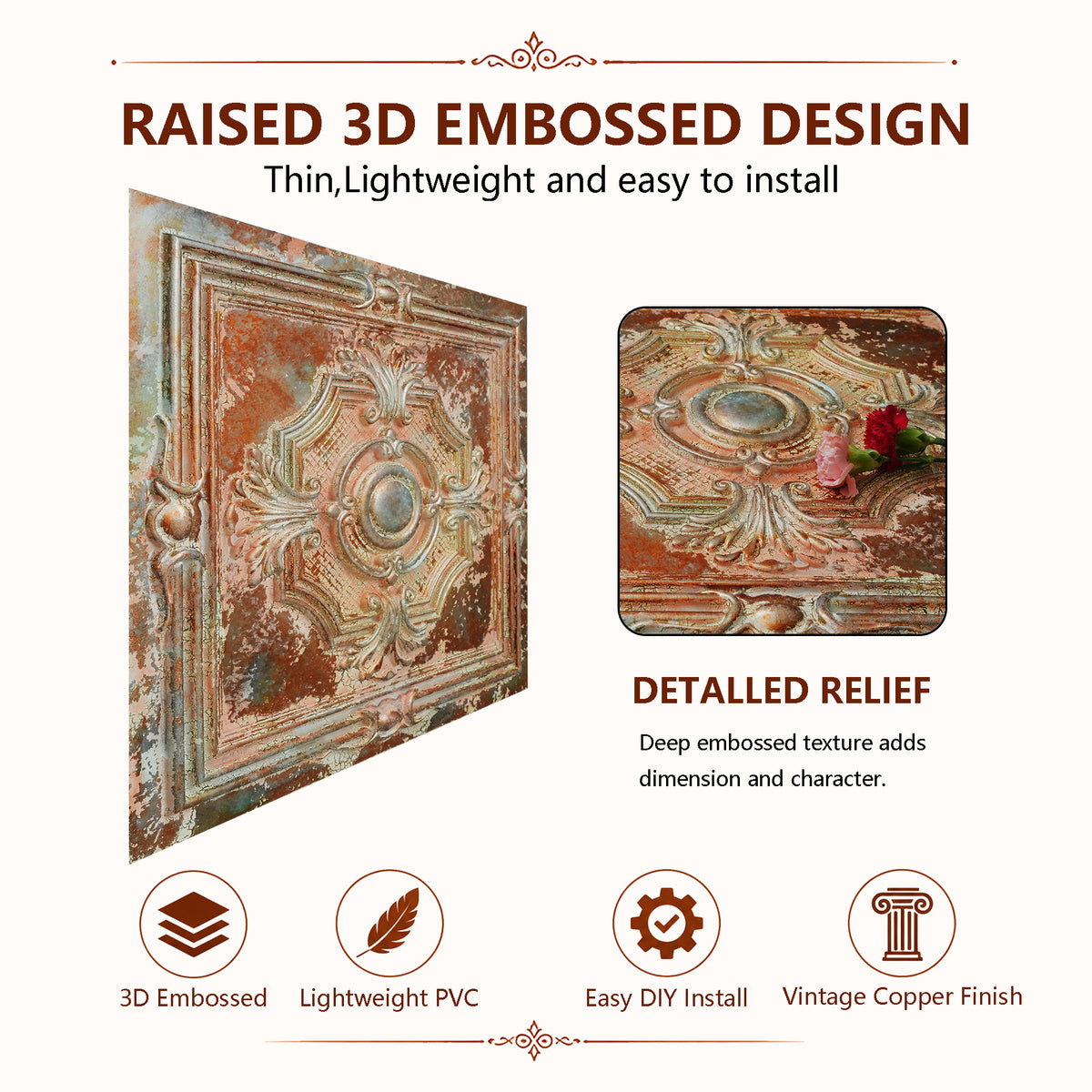 PAINTSDECOR PL38 Palazzo Clay ceiling tiles