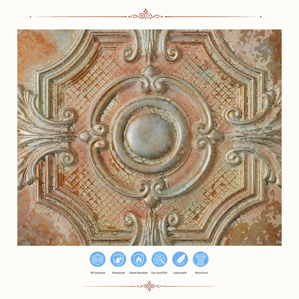 PAINTSDECOR PL38 Palazzo Clay ceiling tiles